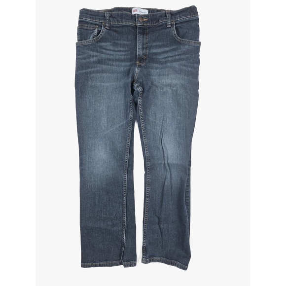 Wrangler Husky Western Fit Dark Wash Denim Classic Boot Leg Jeans Boy's Size 16 - Picture 1 of 5